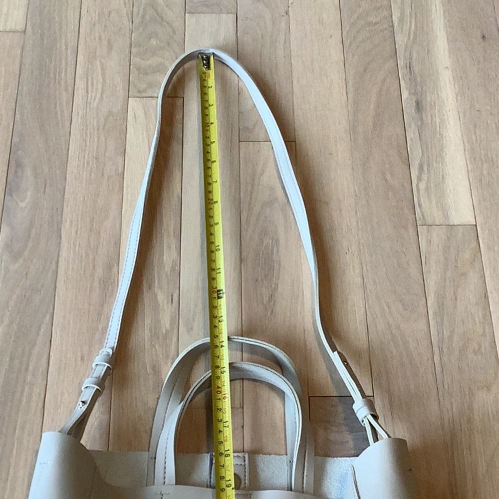 🌹 Street Level Silver Metallic Cream Faux Leather Tote Bag Purse Colorblock - Picture 7 of 14